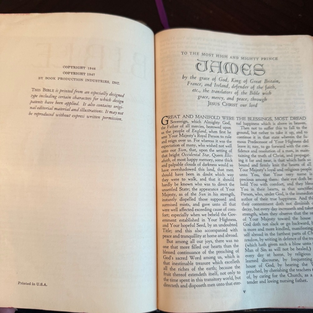 Vintage 1947 KJV Holy Bible Spencer Press Large Type Red Letter Thumb Indexed - Picture 5 of 14